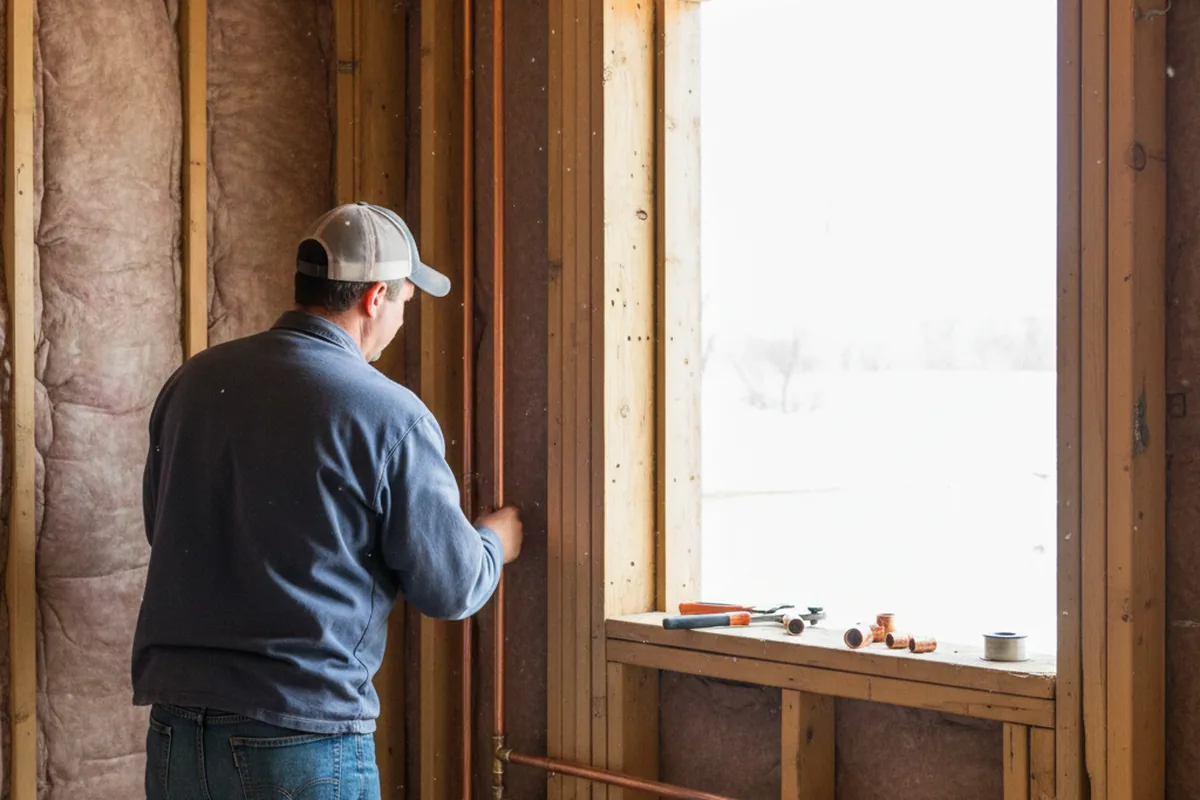 Licensed plumber running new copper supply lines in a West Richland home
